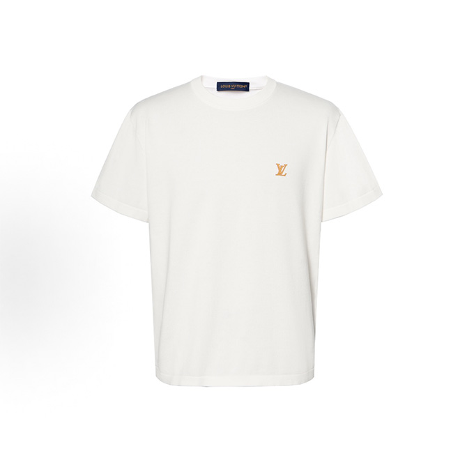 louis vuitton leather lv badge knit short sleeve t-shirt